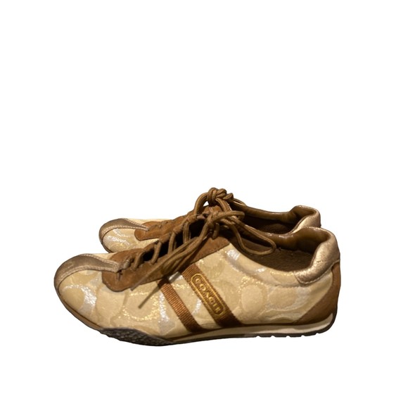 Coach Shoes - Coach Kate Brown Metalic Suade Gold, Silver Brown Sneakers Size 7M